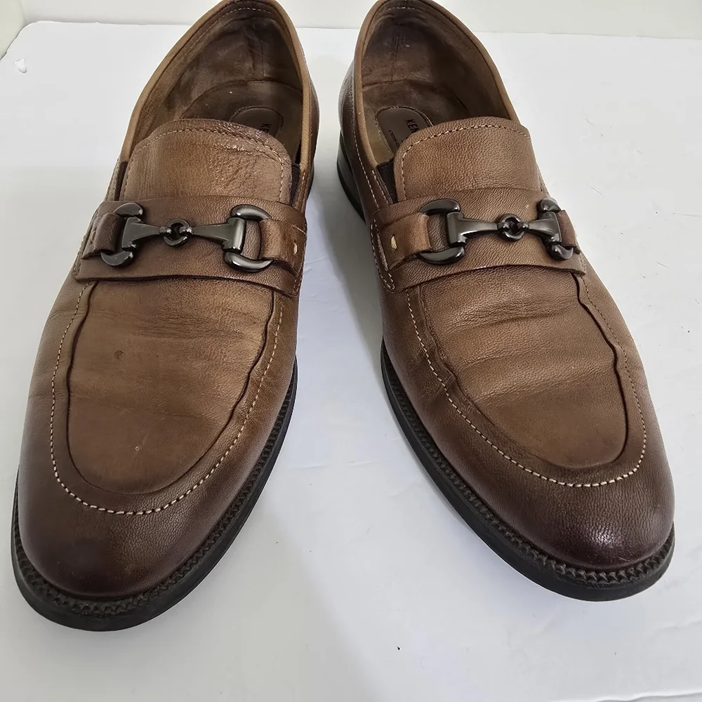 KENNETH COLE‎ new york size 9 Brock Leather Bit Slip On Classic Loafers Cognac